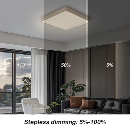Brilagi - LED Stmívatelné stropní svítidlo POOL SQUARE LED/48W/230V 3000-6000K 50x50 cm béžová + dálkové ovládání