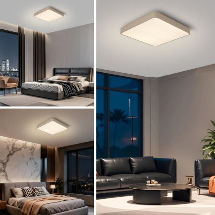 Brilagi - LED Stmívatelné stropní svítidlo POOL SQUARE LED/48W/230V 3000-6000K 50x50 cm béžová + dálkové ovládání