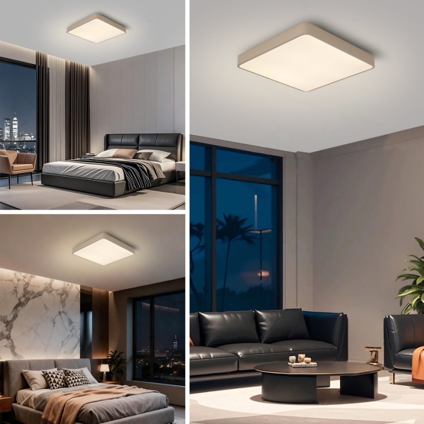 Brilagi - LED Stmívatelné stropní svítidlo POOL SQUARE LED/48W/230V 3000-6000K 50x50 cm béžová + dálkové ovládání