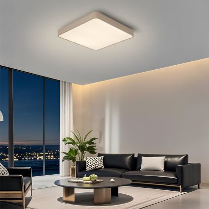 Brilagi - LED Stmívatelné stropní svítidlo POOL SQUARE LED/48W/230V 3000-6000K 50x50 cm béžová + dálkové ovládání