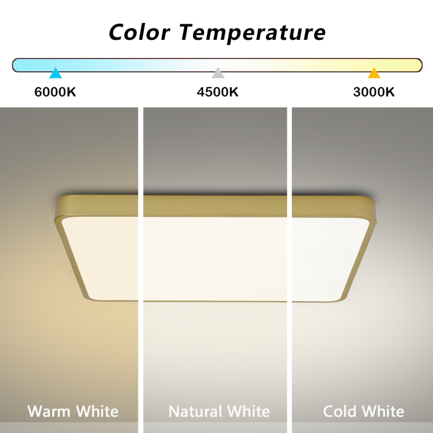 Brilagi - LED Stmívatelné stropní svítidlo POOL SQUARE LED/48W/230V 3000-6000K 50x50 cm zlatá + dálkové ovládání