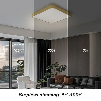 Brilagi - LED Stmívatelné stropní svítidlo POOL SQUARE LED/48W/230V 3000-6000K 50x50 cm zlatá + dálkové ovládání
