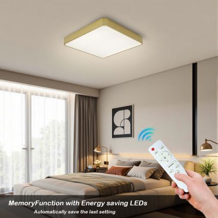 Brilagi - LED Stmívatelné stropní svítidlo POOL SQUARE LED/48W/230V 3000-6000K 50x50 cm zlatá + dálkové ovládání
