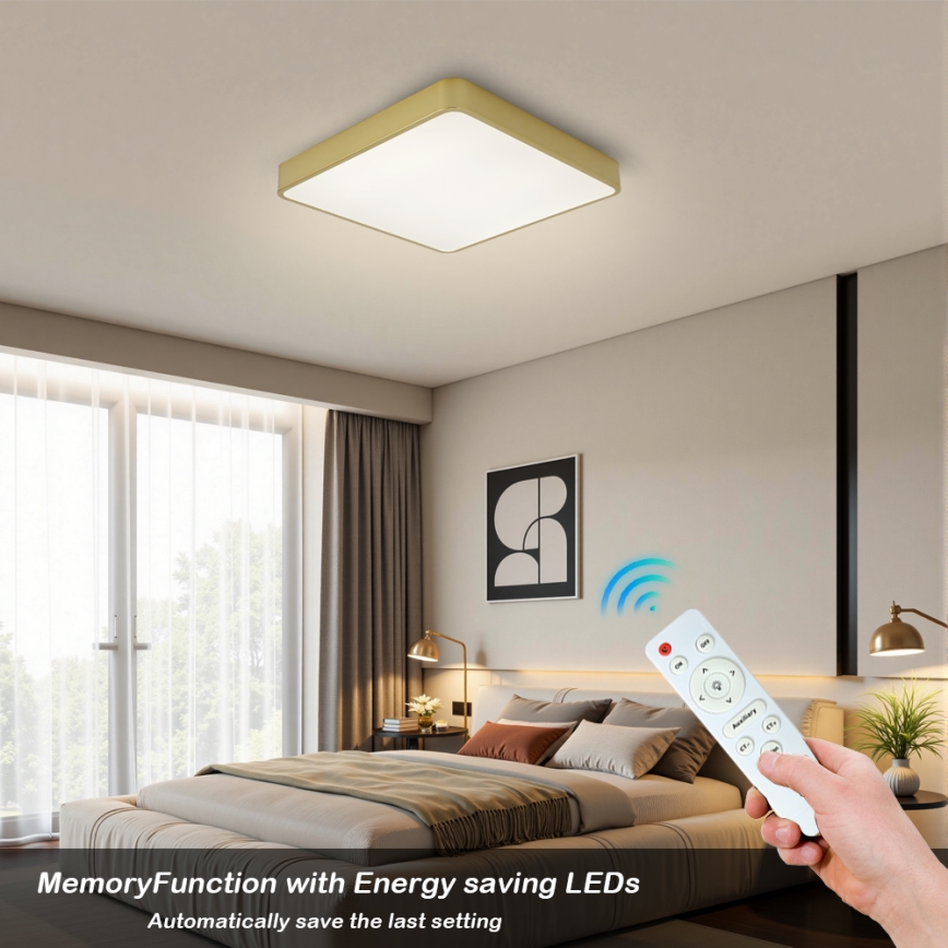 Brilagi - LED Stmívatelné stropní svítidlo POOL SQUARE LED/48W/230V 3000-6000K 50x50 cm zlatá + dálkové ovládání
