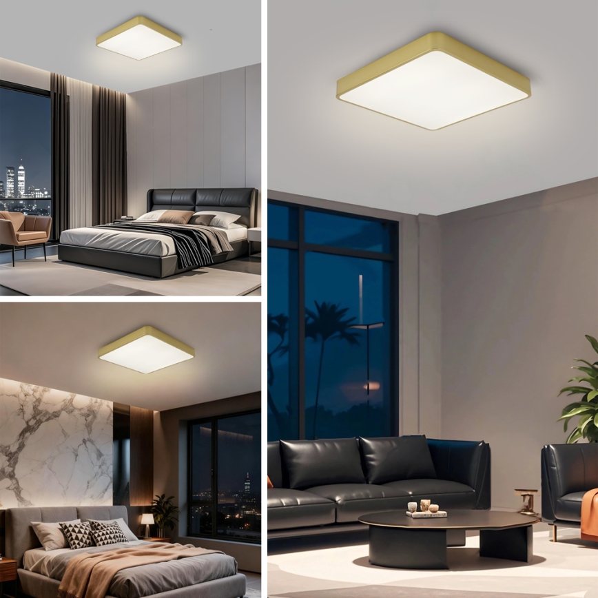 Brilagi - LED Stmívatelné stropní svítidlo POOL SQUARE LED/48W/230V 3000-6000K 50x50 cm zlatá + dálkové ovládání