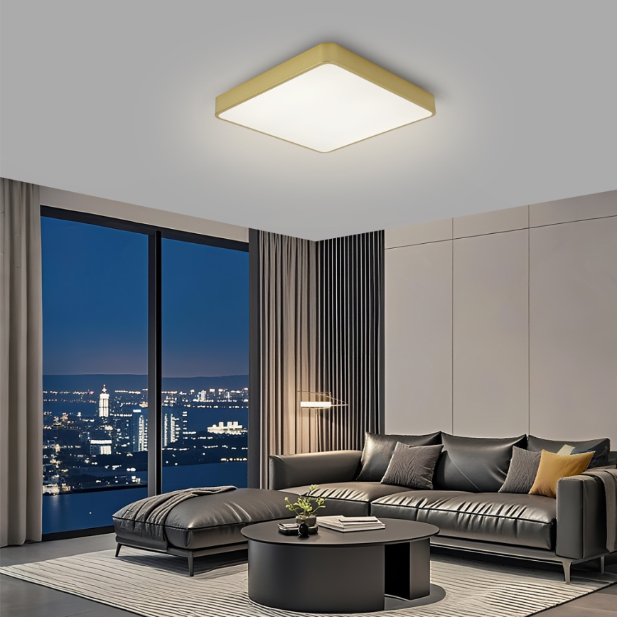 Brilagi - LED Stmívatelné stropní svítidlo POOL SQUARE LED/48W/230V 3000-6000K 50x50 cm zlatá + dálkové ovládání