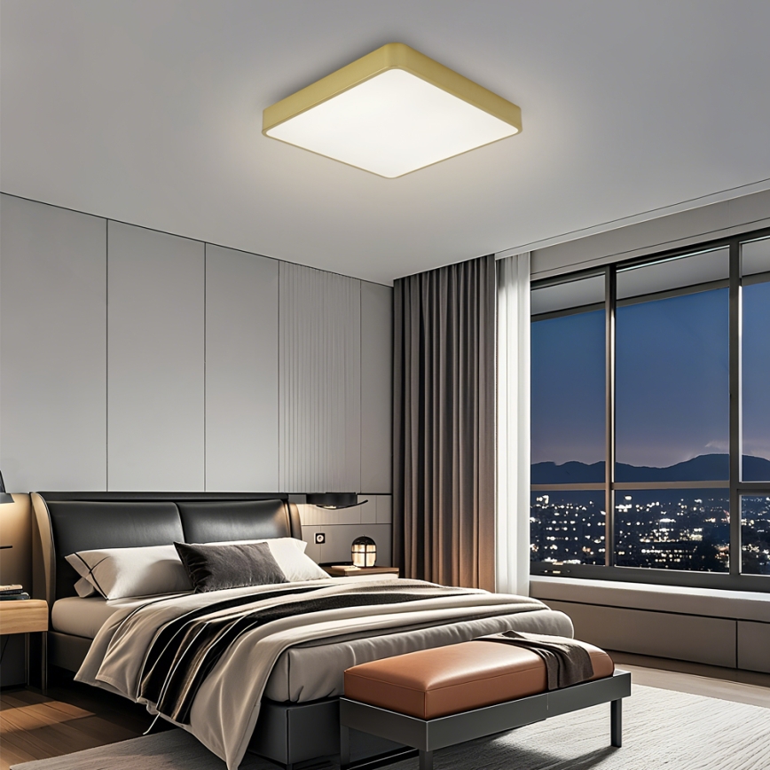 Brilagi - LED Stmívatelné stropní svítidlo POOL SQUARE LED/48W/230V 3000-6000K 50x50 cm zlatá + dálkové ovládání