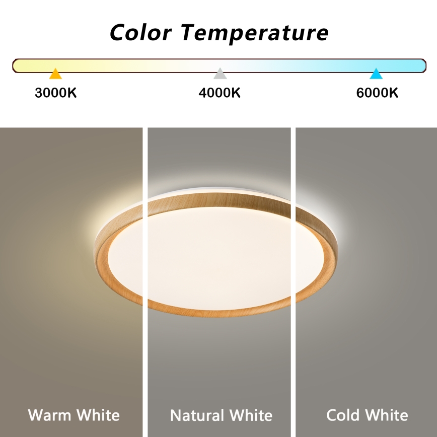 BRILAGI - LED Stmívatelné stropní svítidlo RIVO LED/72W/230V 3000-6000K dekor dřeva pr. 50 cm + dálkové ovládání