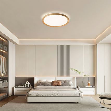 BRILAGI - LED Stmívatelné stropní svítidlo RIVO LED/72W/230V 3000-6000K dekor dřeva pr. 50 cm + dálkové ovládání