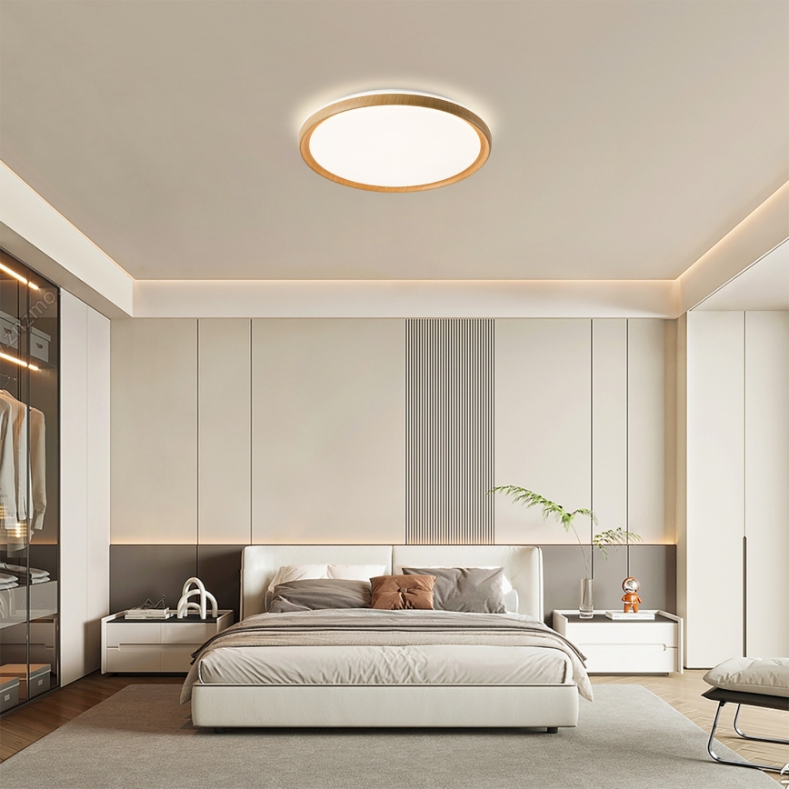 BRILAGI - LED Stmívatelné stropní svítidlo RIVO LED/72W/230V 3000-6000K dekor dřeva pr. 50 cm + dálkové ovládání