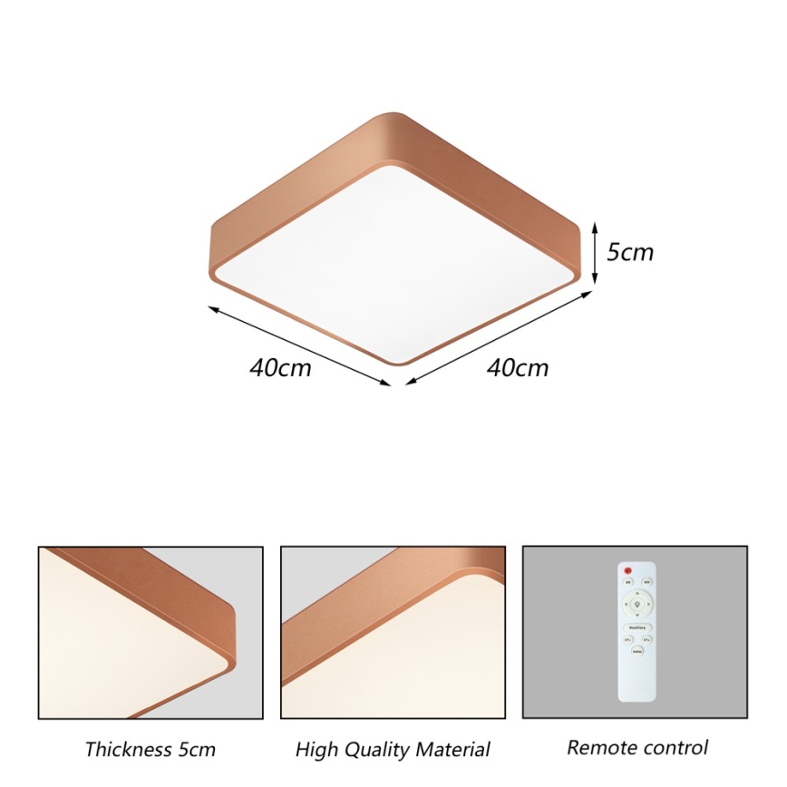 Brilagi - LED Stmívatelné stropní svítidlo POOL SQUARE LED/36W/230V 3000-6000K 40x40 cm bronzová + dálkové ovládání