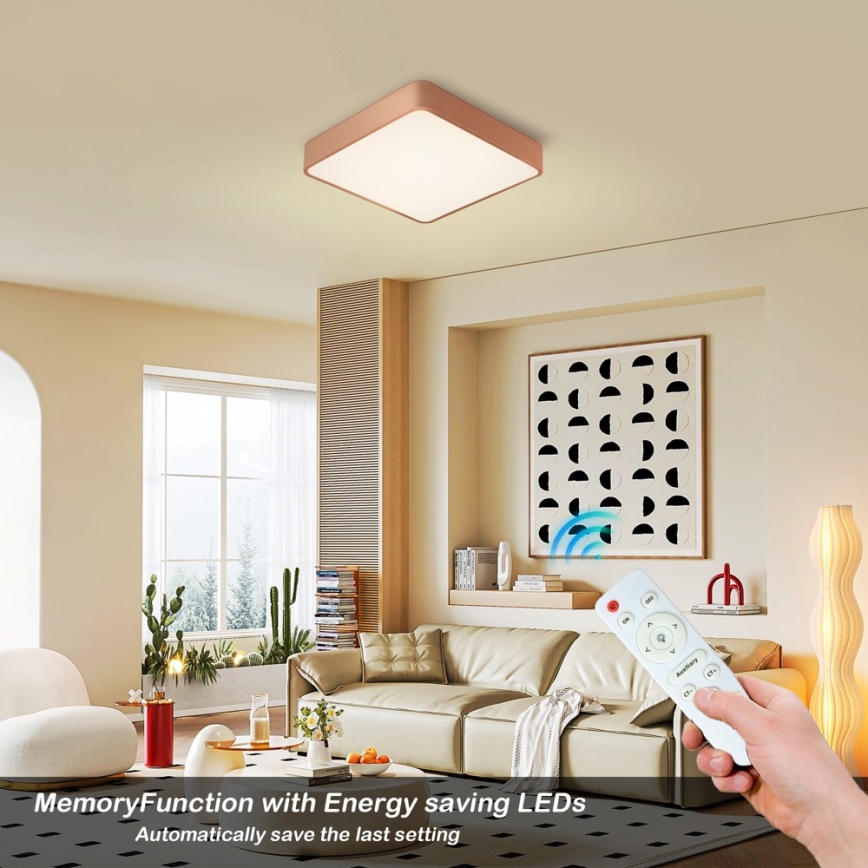 BRILAGI - LED Stmívatelné stropní svítidlo POOL SQUARE LED/48W/230V 3000-6000K 50x50 cm bronzová + dálkové ovládání