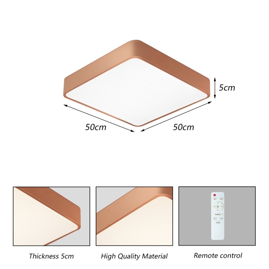 BRILAGI - LED Stmívatelné stropní svítidlo POOL SQUARE LED/48W/230V 3000-6000K 50x50 cm bronzová + dálkové ovládání