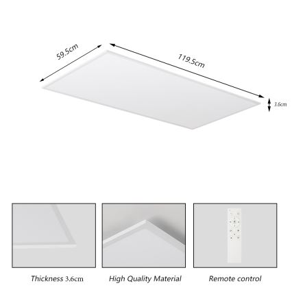 Brilagi - LED Stmívatelné stropní svítidlo SLIMFRAME LED/80W/230V 120x60 cm 3000-6000K bílá + dálkové ovládání