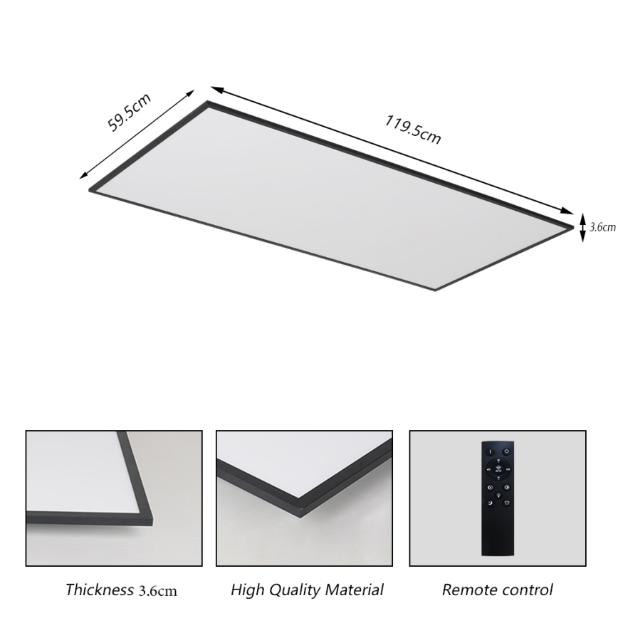 Brilagi - LED Stmívatelné stropní svítidlo SLIMFRAME LED/80W/230V 120x60 cm 3000-6000K černá + dálkové ovládání