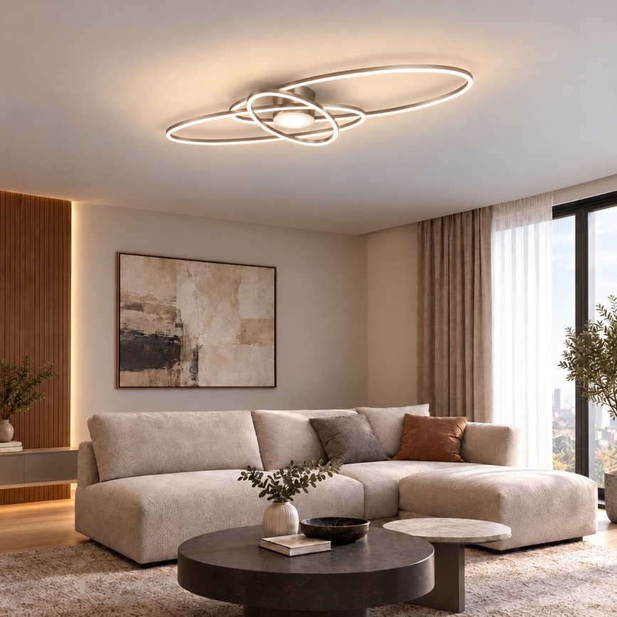 BRILAGI - LED Stmívatelné stropní svítidlo APOLLO LED/58W/230V 3000-6500K 43,2x101,2 cm matný chrom + dálkové ovládání