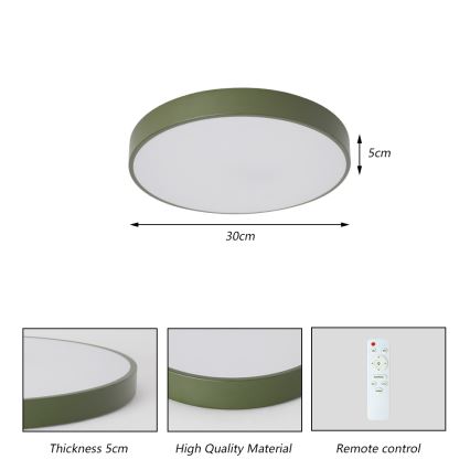 Brilagi - LED Stmívatelné stropní svítidlo POOL LED/36W/230V 3000-6000K pr. 30 cm zelená + dálkové ovládání