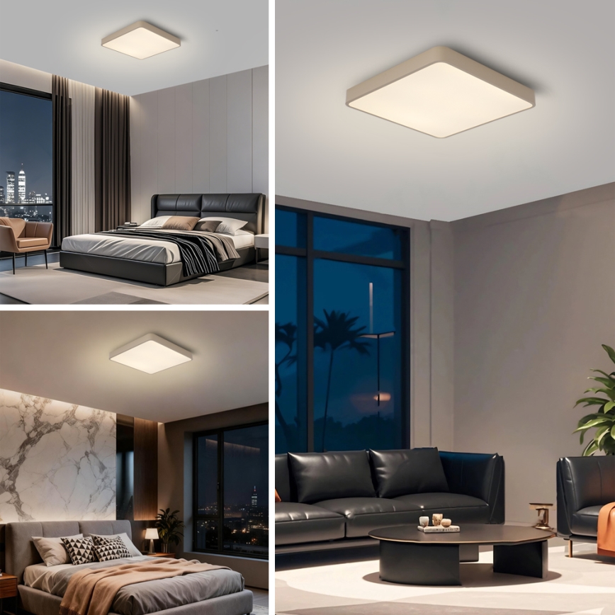 Brilagi - LED Stmívatelné stropní svítidlo POOL LED/36W/230V 3000-6000K 40x40 cm béžová + dálkové ovládání