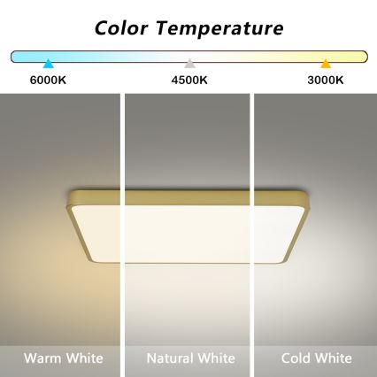 Brilagi - LED Stmívatelné stropní svítidlo POOL LED/36W/230V 3000-6000K 40x40 cm zlatá + dálkové ovládání