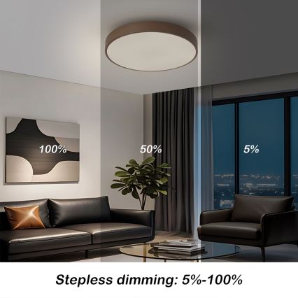 Brilagi - LED Stmívatelné stropní svítidlo POOL LED/48W/230V 3000-6000K pr. 40 cm hnědá + dálkové ovládání