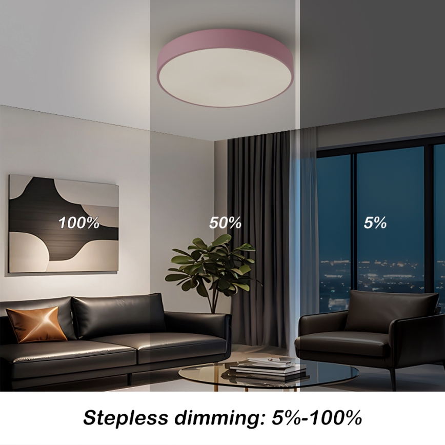 Brilagi - LED Stmívatelné stropní svítidlo POOL LED/48W/230V 3000-6000K pr. 40 cm růžová + dálkové ovládání