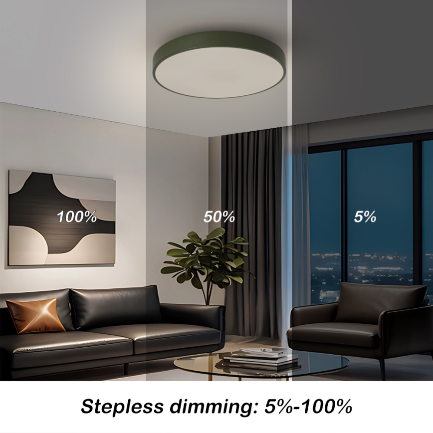 Brilagi - LED Stmívatelné stropní svítidlo POOL LED/48W/230V 3000-6000K pr. 40 cm zelená + dálkové ovládání