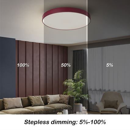 Brilagi - LED Stmívatelné stropní svítidlo POOL LED/60W/230V 3000-6000K pr. 50 cm burgundy + dálkové ovládání