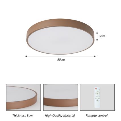 Brilagi - LED Stmívatelné stropní svítidlo POOL LED/60W/230V 3000-6000K pr. 50 cm hnědá + dálkové ovládání