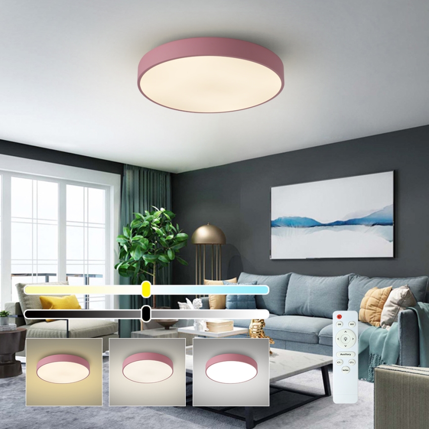 Brilagi - LED Stmívatelné stropní svítidlo POOL LED/60W/230V 3000-6000K pr. 50 cm růžová + dálkové ovládání