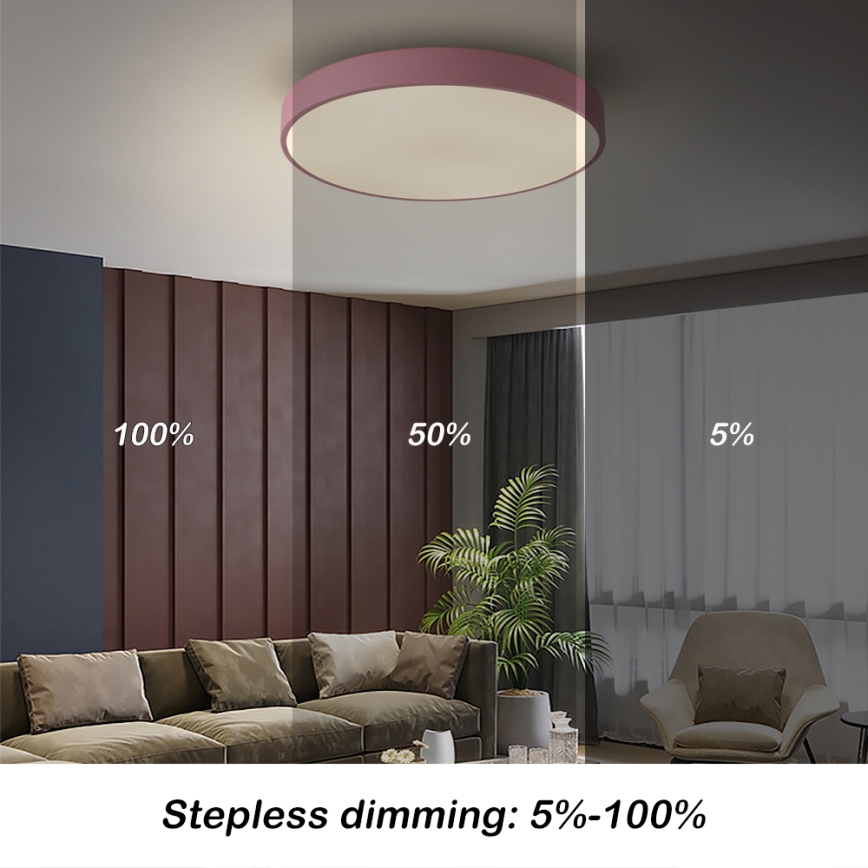 Brilagi - LED Stmívatelné stropní svítidlo POOL LED/60W/230V 3000-6000K pr. 50 cm růžová + dálkové ovládání