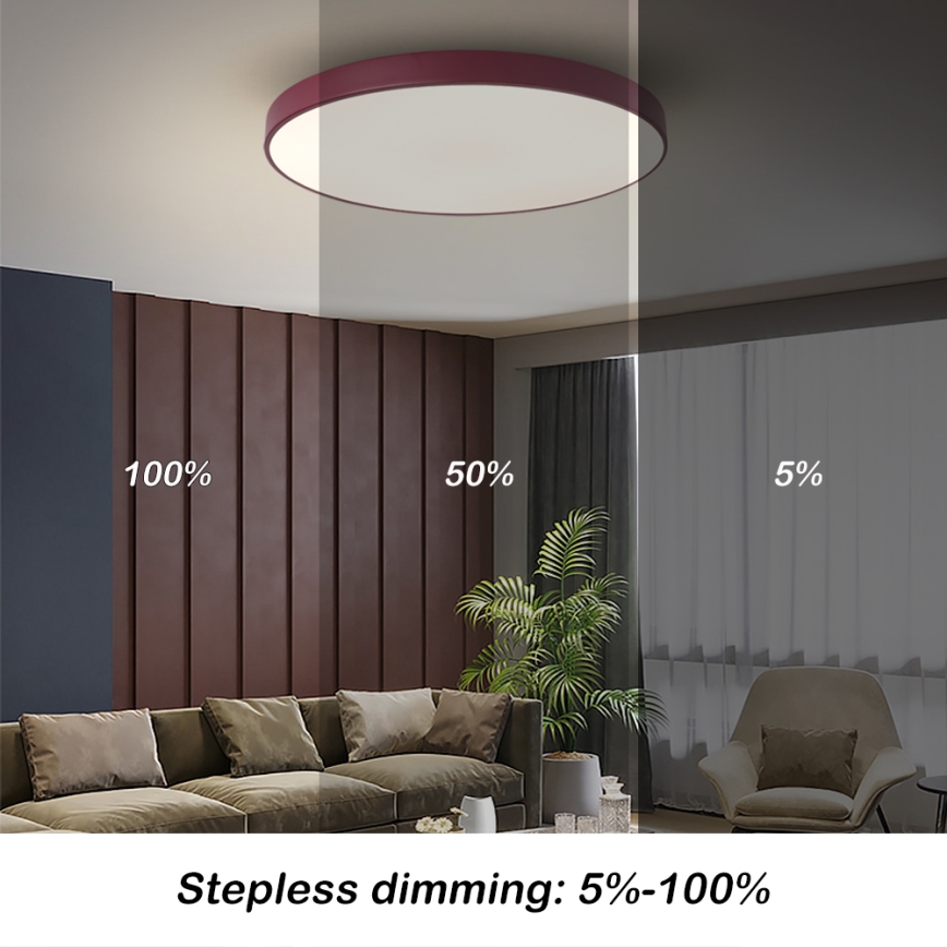 Brilagi - LED Stmívatelné stropní svítidlo POOL LED/60W/230V 3000-6000K pr. 60 cm burgundy + dálkové ovládání
