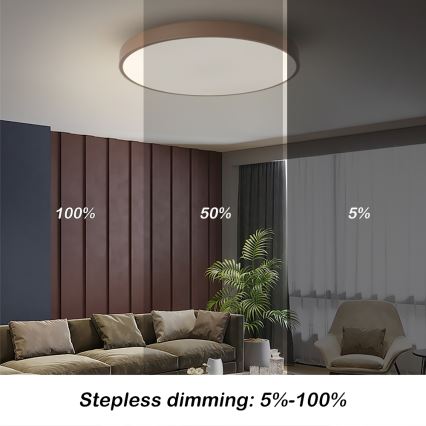 Brilagi - LED Stmívatelné stropní svítidlo POOL LED/60W/230V 3000-6000K pr. 60 cm hnědá + dálkové ovládání