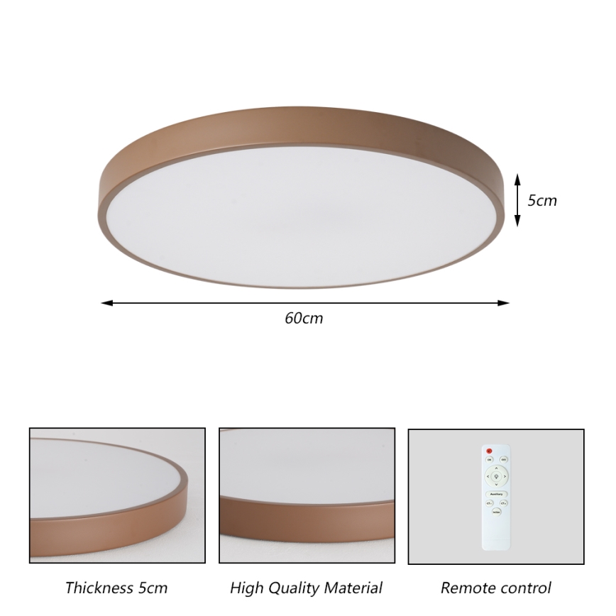 Brilagi - LED Stmívatelné stropní svítidlo POOL LED/60W/230V 3000-6000K pr. 60 cm hnědá + dálkové ovládání