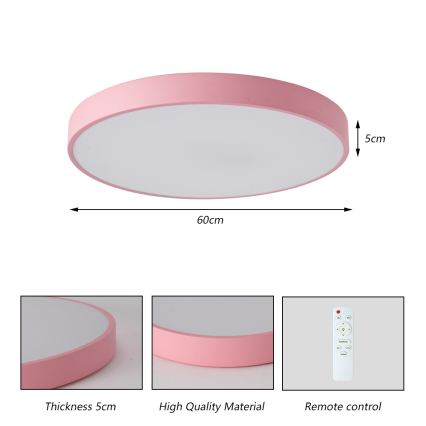 Brilagi - LED Stmívatelné stropní svítidlo POOL LED/60W/230V 3000-6000K pr. 60 cm růžová + dálkové ovládání