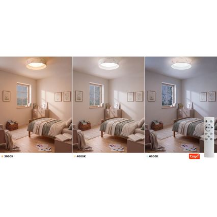 Brilagi - LED Stmívatelné stropní svítidlo VELVET SMARTIX LED/24W/230V 3000-6000K pr. 45 cm bílá/květiny Wi-Fi Tuya Beacon + dálkové ovládání