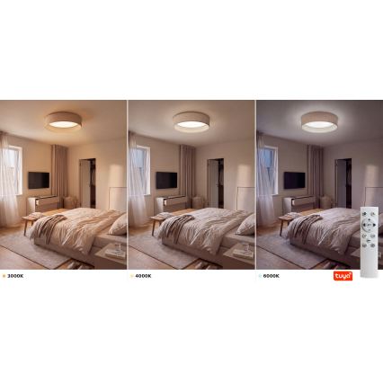 Brilagi - LED Stmívatelné stropní svítidlo VELVET SMARTIX LED/36W/230V 3000-6000K pr. 55 cm béžová Wi-Fi Tuya Beacon + dálkové ovládání