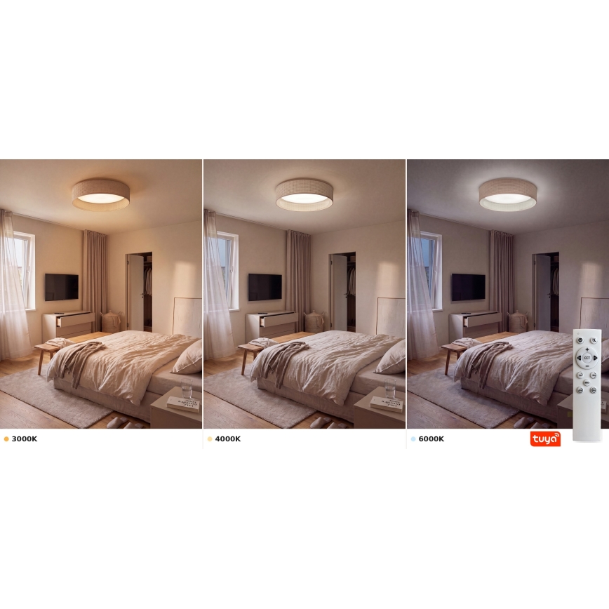 Brilagi - LED Stmívatelné stropní svítidlo VELVET SMARTIX LED/36W/230V 3000-6000K pr. 55 cm béžová Wi-Fi Tuya Beacon + dálkové ovládání