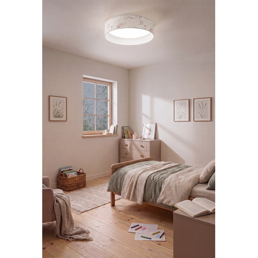 Brilagi - LED Stmívatelné stropní svítidlo VELVET SMARTIX LED/36W/230V 3000-6000K pr. 55 cm bílá/květiny Wi-Fi Tuya Beacon + dálkové ovládání