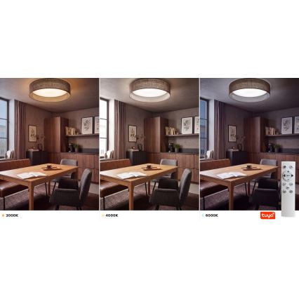Brilagi - LED Stmívatelné stropní svítidlo VELVET SMARTIX LED/36W/230V 3000-6000K pr. 55 cm hnědá Wi-Fi Tuya Beacon + dálkové ovládání