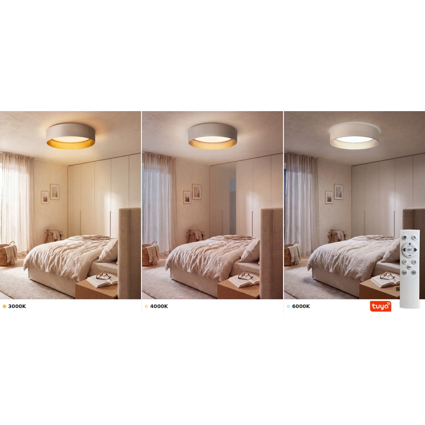 Brilagi - LED Stmívatelné stropní svítidlo VELVET SMARTIX LED/36W/230V 3000-6000K pr. 55 cm krémová/zlatá Wi-Fi Tuya Beacon + dálkové ovládání