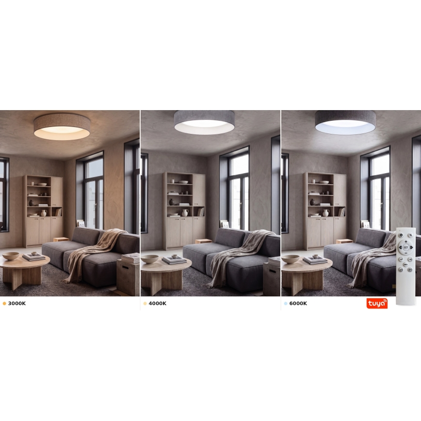 Brilagi - LED Stmívatelné stropní svítidlo VELVET SMARTIX LED/36W/230V 3000-6000K pr. 55 cm šedá Wi-Fi Tuya Beacon + dálkové ovládání