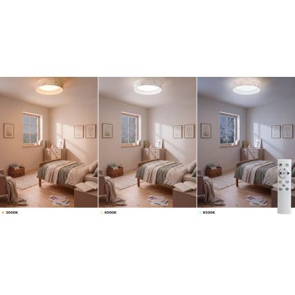 Brilagi - LED Stmívatelné stropní svítidlo VELVET SMART VARI LED/24W/230V 3000-6500K pr. 45 cm bílá/květiny + dálkové ovládání