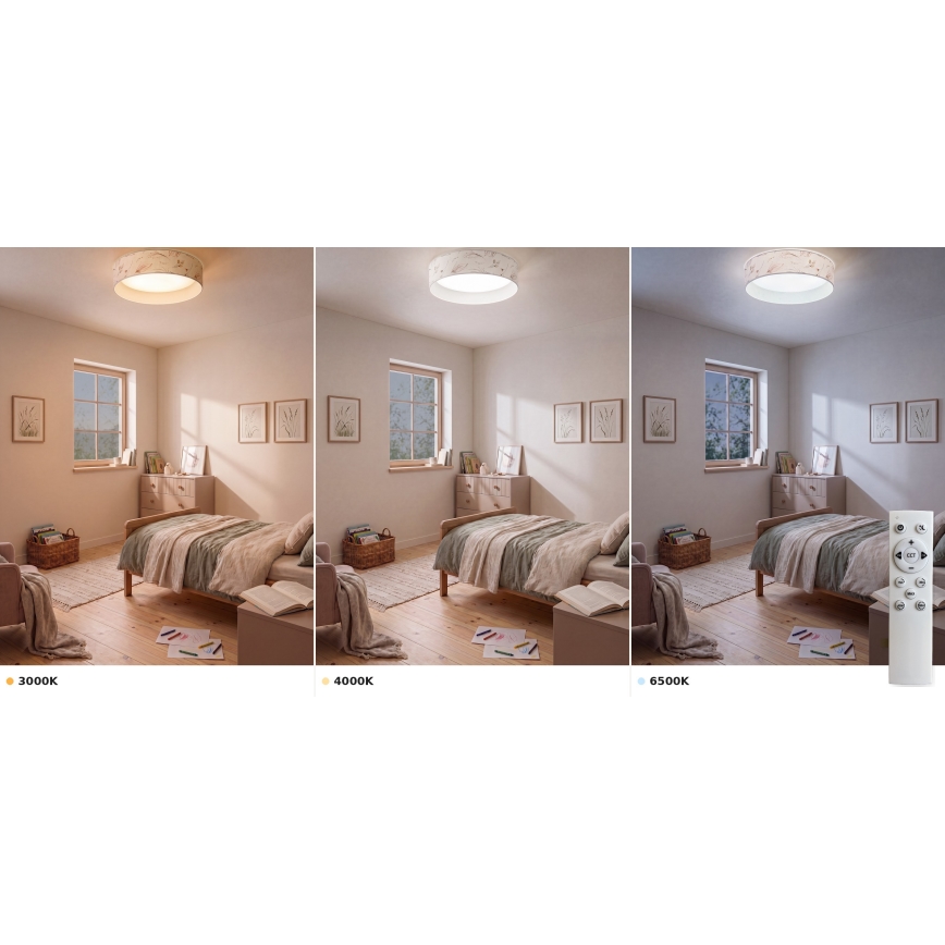 Brilagi - LED Stmívatelné stropní svítidlo VELVET SMART VARI LED/24W/230V 3000-6500K pr. 45 cm bílá/květiny + dálkové ovládání
