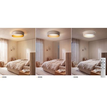Brilagi - LED Stmívatelné stropní svítidlo VELVET SMART VARI LED/24W/230V 3000-6500K pr. 45 cm krémová/zlatá + dálkové ovládání