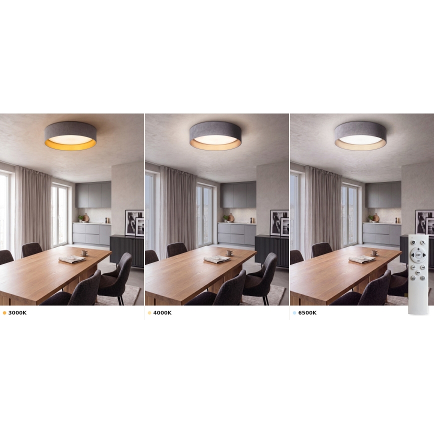 Brilagi - LED Stmívatelné stropní svítidlo VELVET SMART VARI LED/24W/230V 3000-6500K pr. 45 cm šedá/zlatá + dálkové ovládání