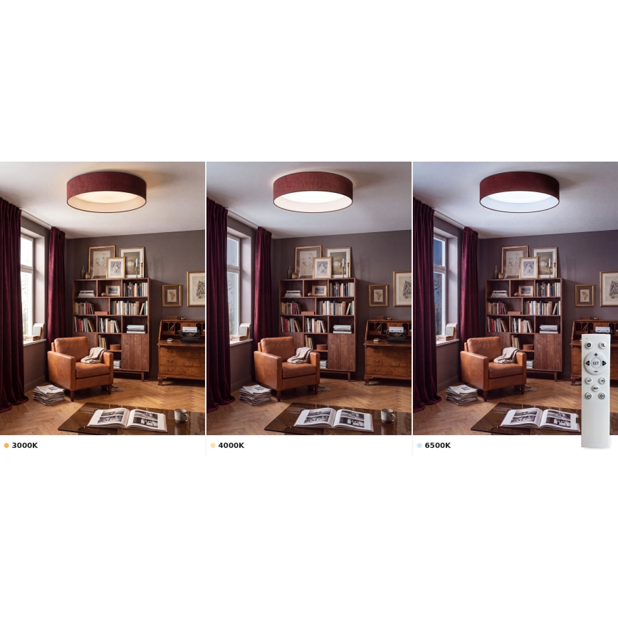 Brilagi - LED Stmívatelné stropní svítidlo VELVET SMART VARI LED/24W/230V 3000-6500K pr. 45 cm vínová + dálkové ovládání