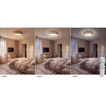 Brilagi - LED Stmívatelné stropní svítidlo VELVET SMART VARI LED/36W/230V 3000-6500K pr. 55 cm béžová + dálkové ovládání