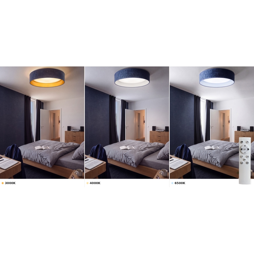 Brilagi - LED Stmívatelné stropní svítidlo VELVET SMART VARI LED/36W/230V 3000-6500K pr. 55 cm modrá + dálkové ovládání