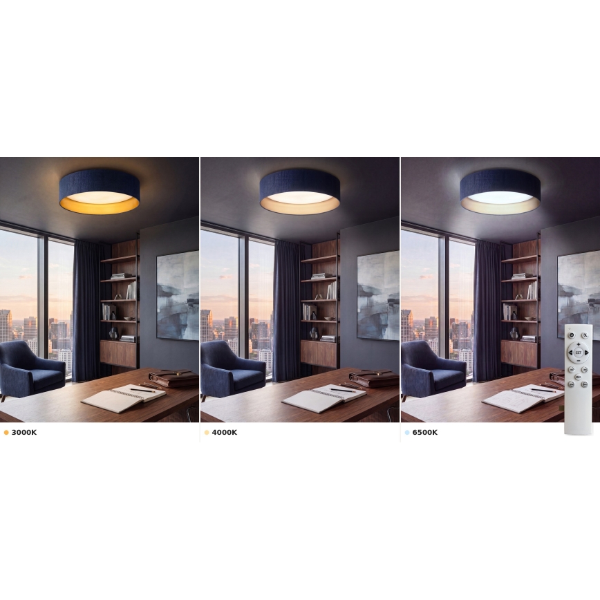 Brilagi - LED Stmívatelné stropní svítidlo VELVET SMART VARI LED/36W/230V 3000-6500K pr. 55 cm modrá/zlatá + dálkové ovládání