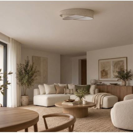 BRILAGI - LED Stmívatelné stropní svítidlo VELVET TWIST LED/36W/230V 3000-6000K pr. 65 cm Wi-Fi Tuya Beacon béžová + dálkové ovládání
